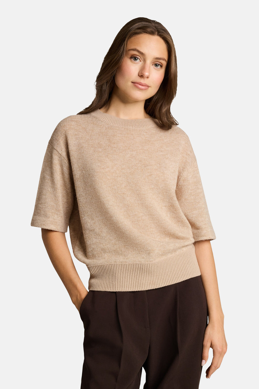 Pull col rond beige - Tom Tailor