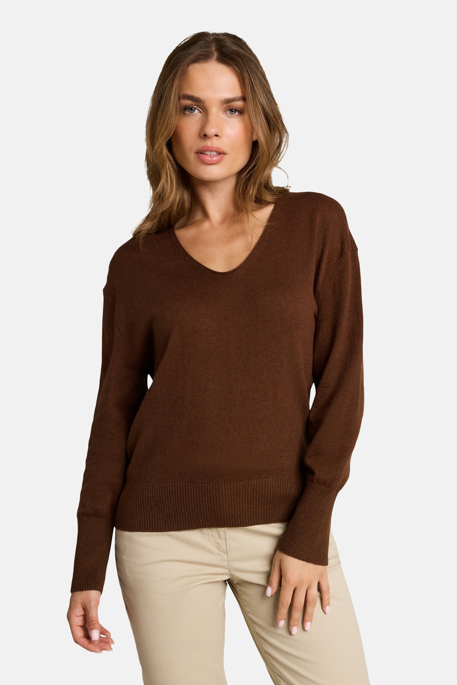Pull col V cognac - Tom Tailor