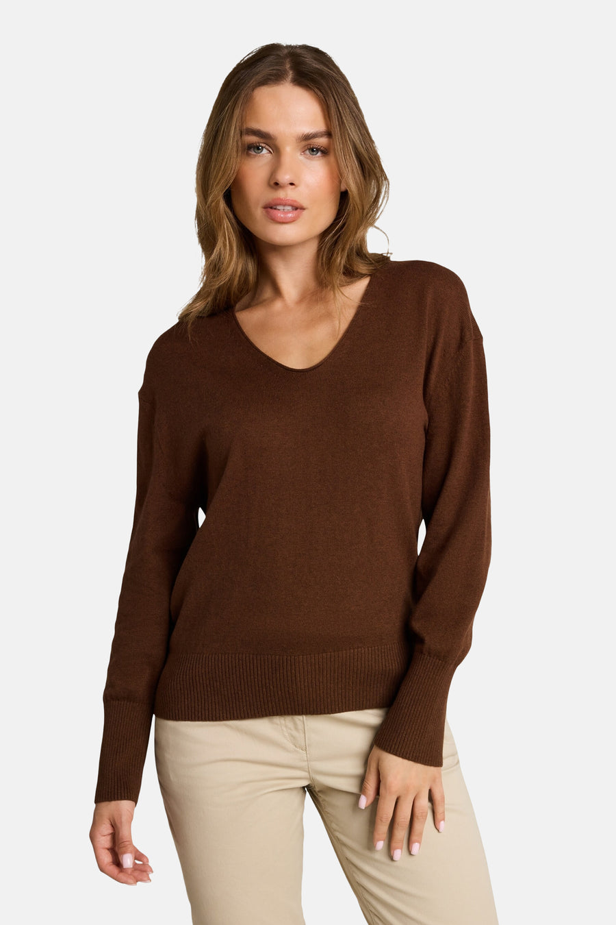 Pull col V cognac - Tom Tailor