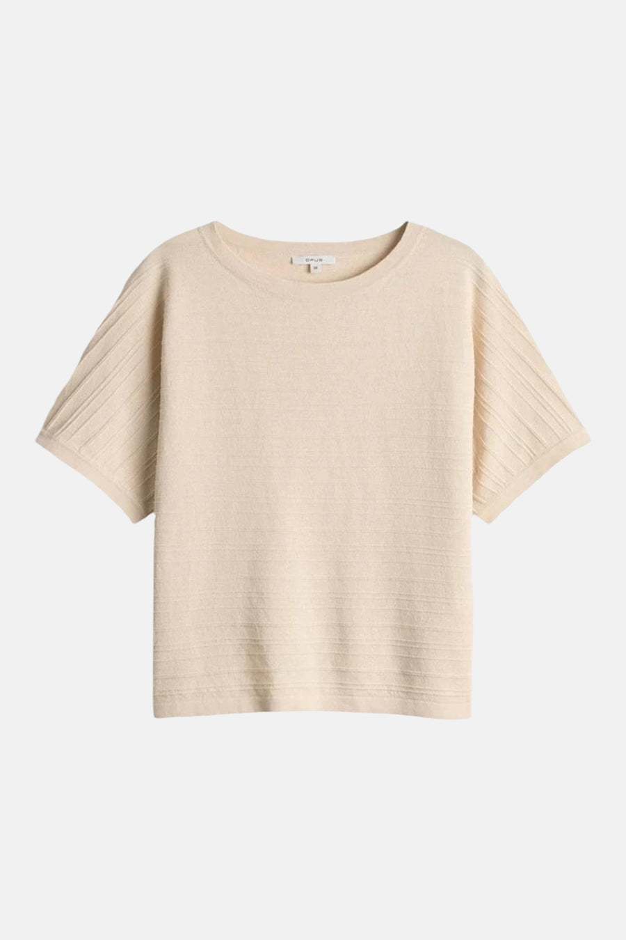 Top uni à manches courtes, par OPUS, avec un motif texturé subtil.