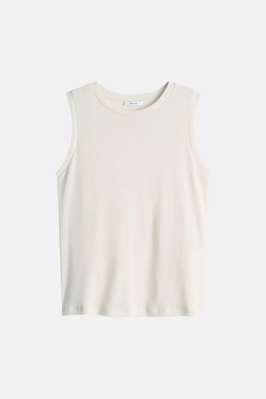 Débardeur beige de OPUS, uni et en jersey, présenté sur un fond neutre.