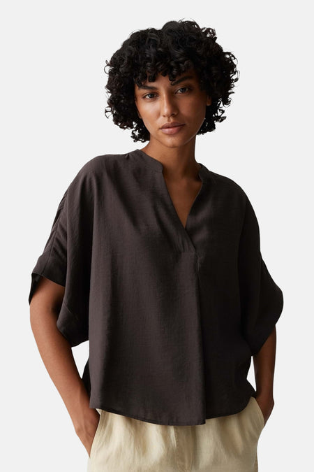 Blouse à manches courtes - Brun