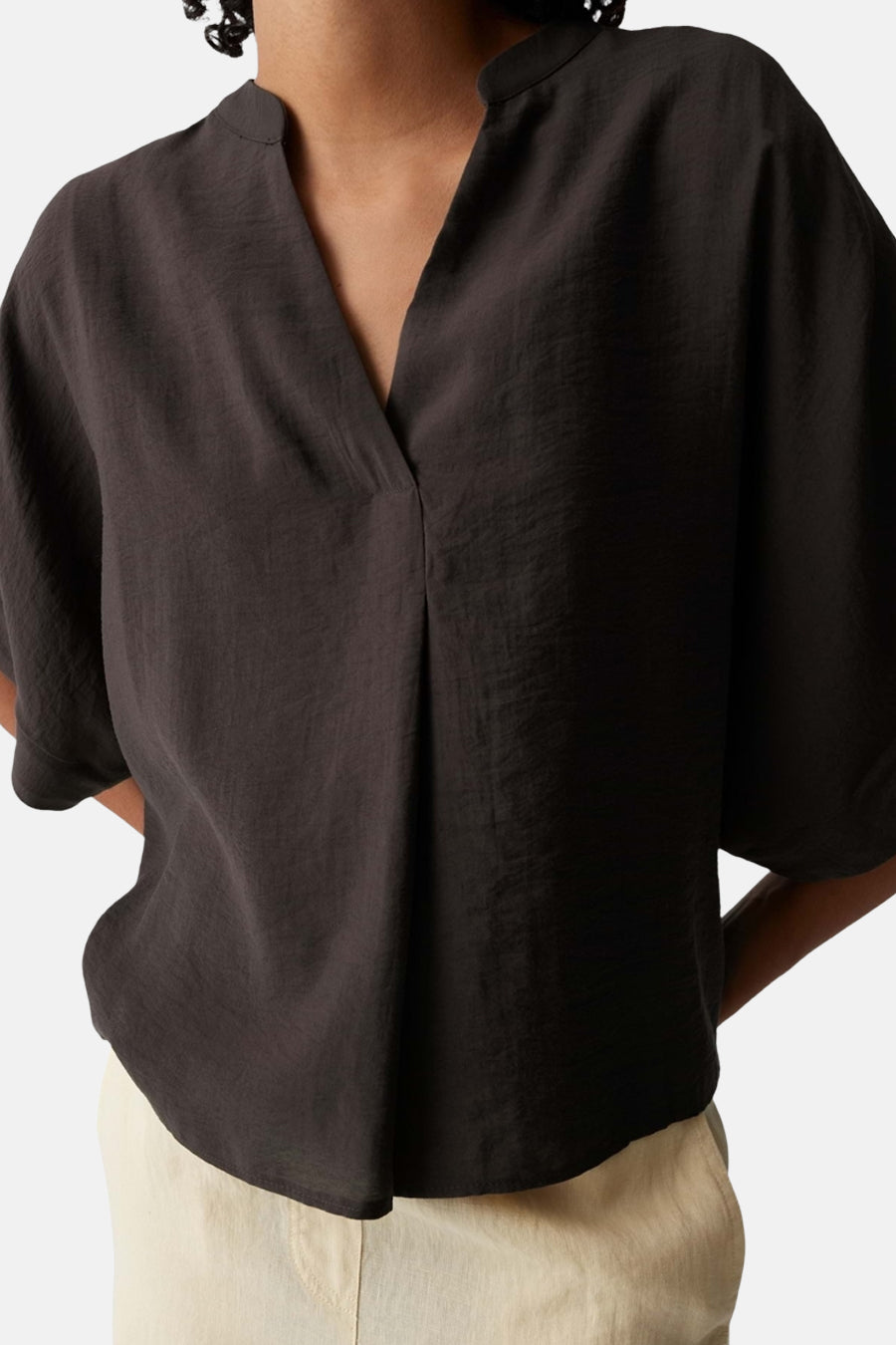 Blouse à manches courtes - Brun