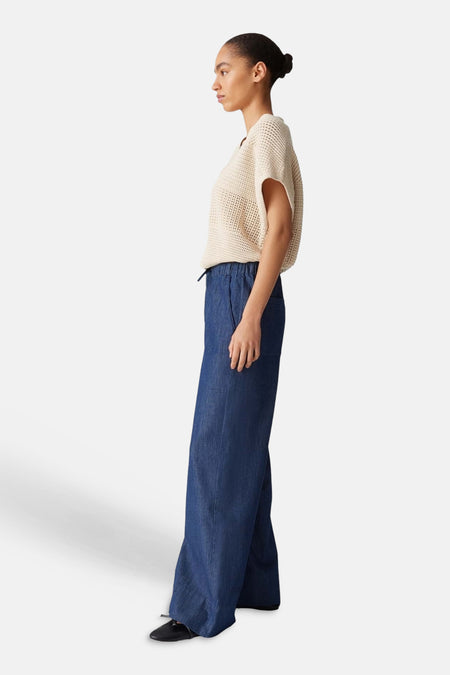 Dames sb seizoensbroek elastic mid blue denim - OPUS