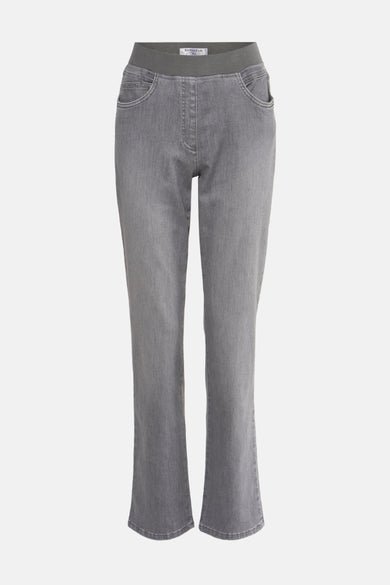 Jean slim grijs van Raphaela, met elastische taille en voorzichtige poches.