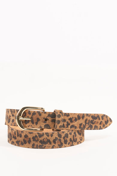 Bruine luipaardprint riem van Access® met gouden gesp.