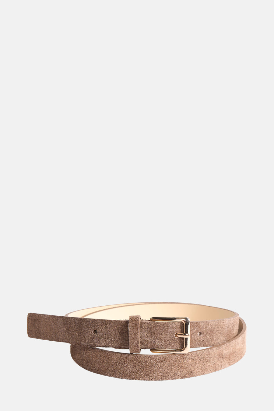 Ceinture marron en cuir suédé par Access®, avec une boucle dorée.