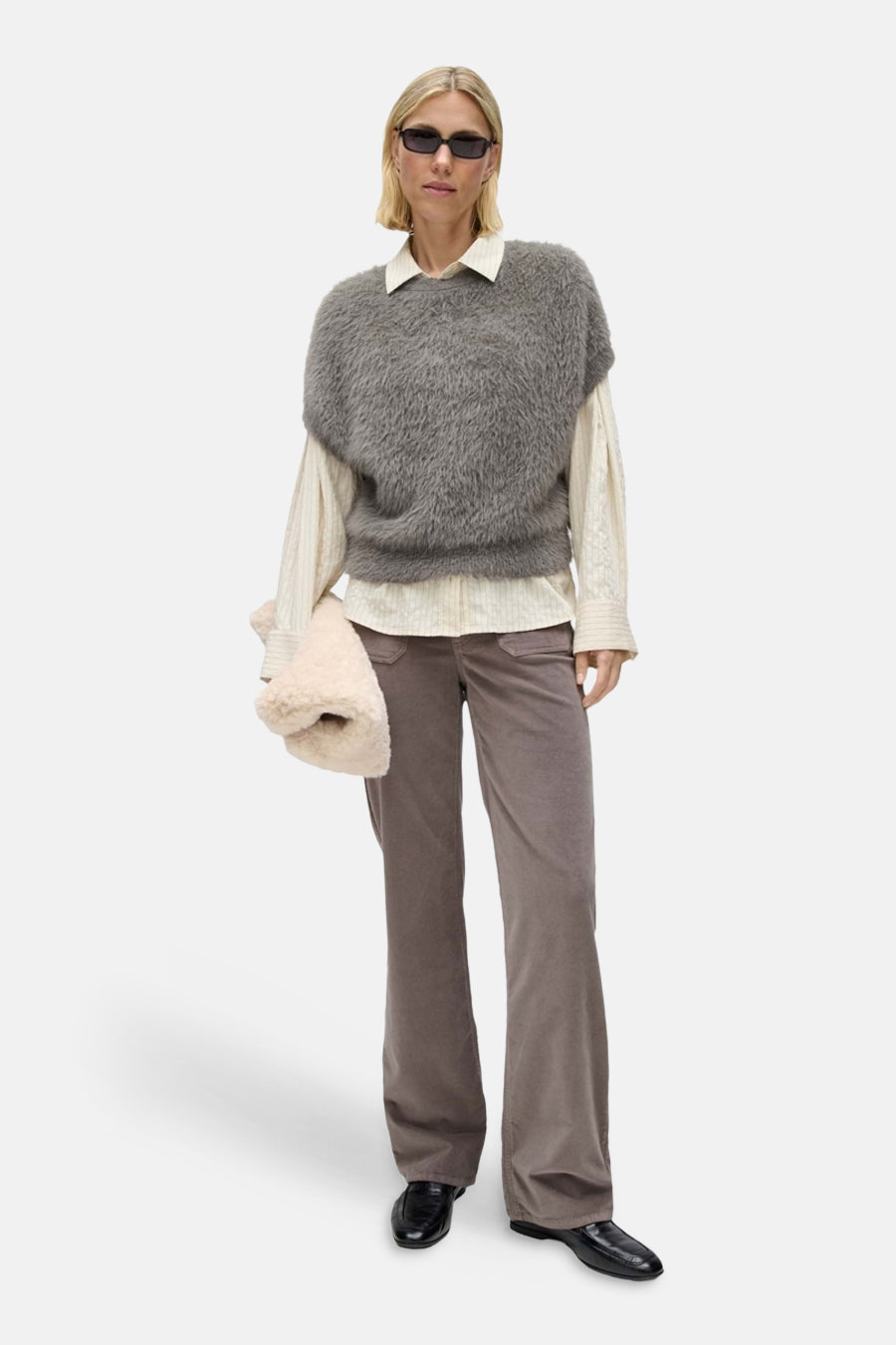 Dames tops pull zonder mouw beige - OPUS