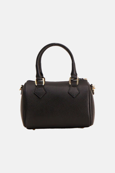 Sac à main noir de Access® en cuir grainé avec deux poignées et détails dorés.