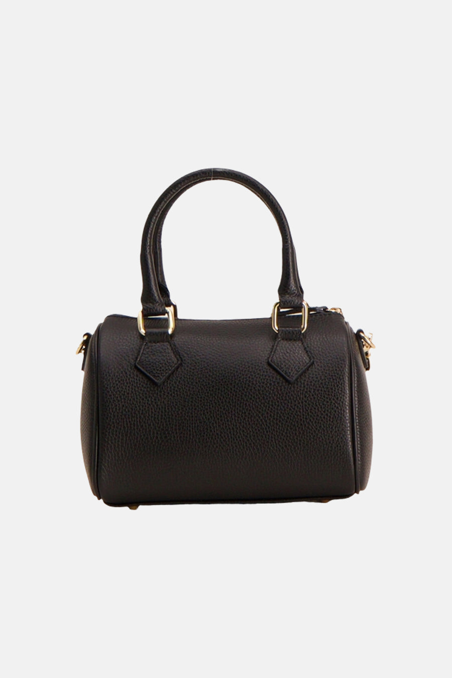 Sac à main noir de Access® en cuir grainé avec deux poignées et détails dorés.
