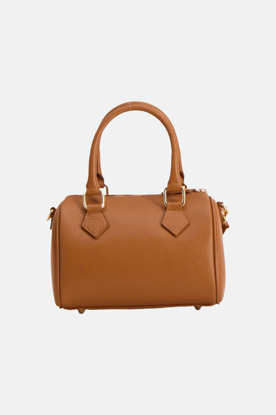 Sac à main beige de Access® en cuir grainé avec deux poignées et des détails dorés.