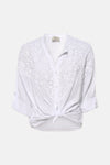 Wit blouse met lange mouwen van Terra di Siena, met opgerolde zoom en losse pasvorm.