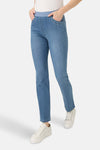 Slim jeans in lichtblauw denim van RAPHAELA, met elastische tailleband en voorzakken.