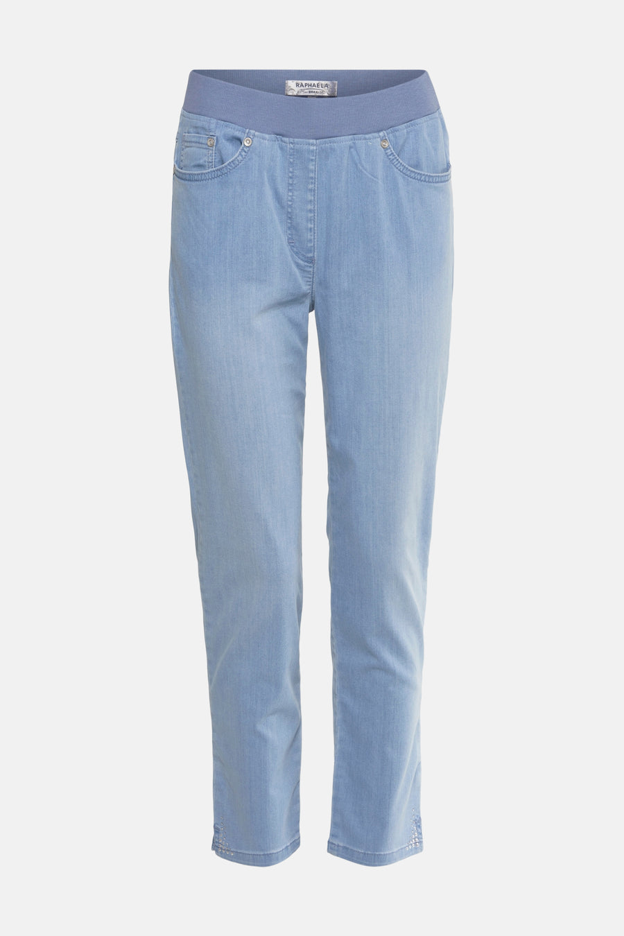 Slim jeans in lichtblauw denim van Raphaela, met een zak en een elastische tailleband.