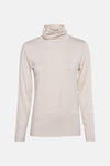 Ecru longsleeve T-shirt van FREEQUENT, met coltrui en aansluitende pasvorm.