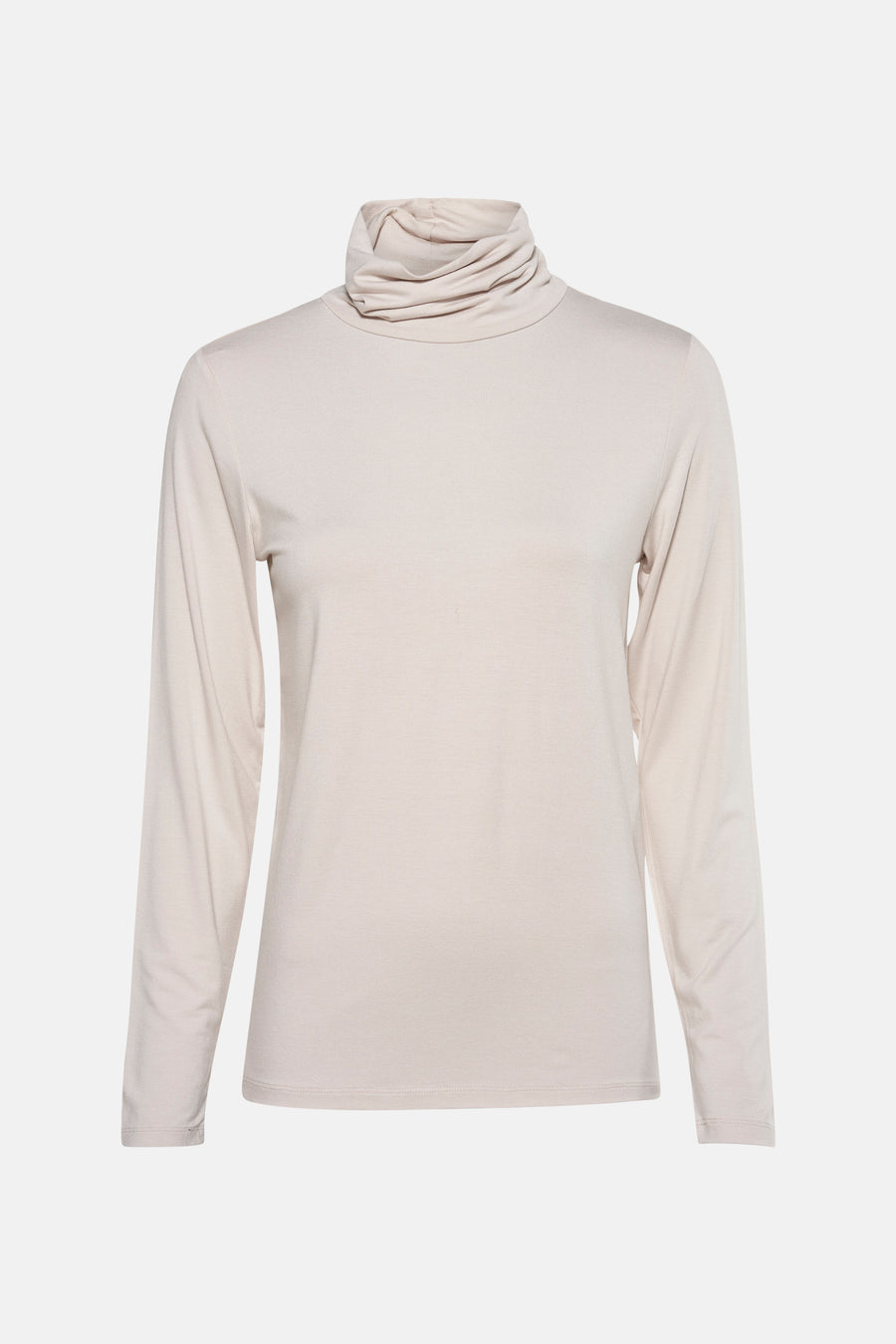 Ecru longsleeve T-shirt van FREEQUENT, met coltrui en aansluitende pasvorm.
