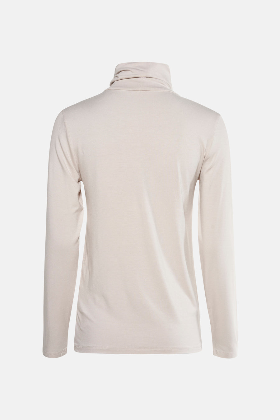 T-shirt à manches longues écru de FREEQUENT, avec col roulé et coupe ajustée.