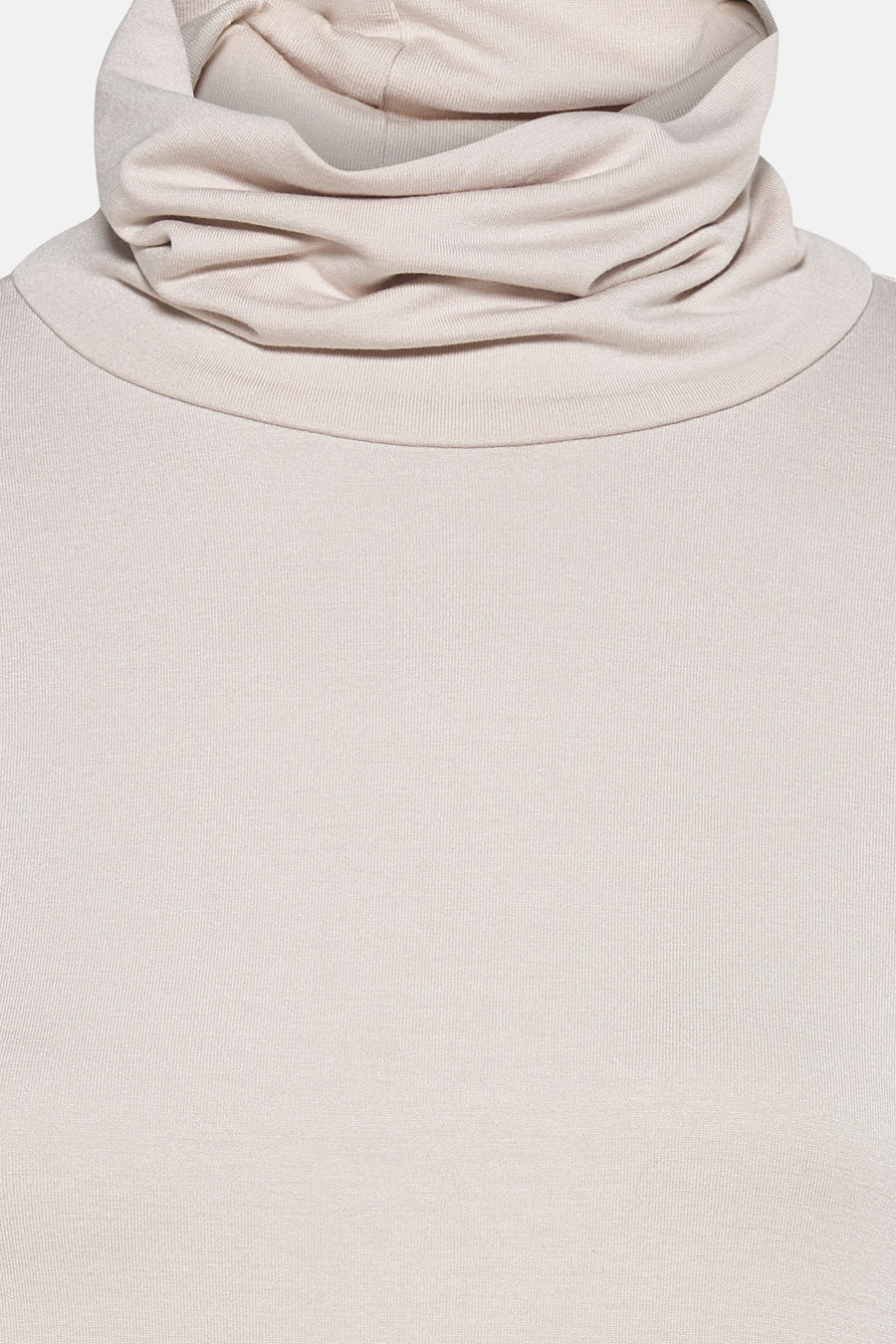 Ecru longsleeve T-shirt van Freequent, met een gedrapeerde col.