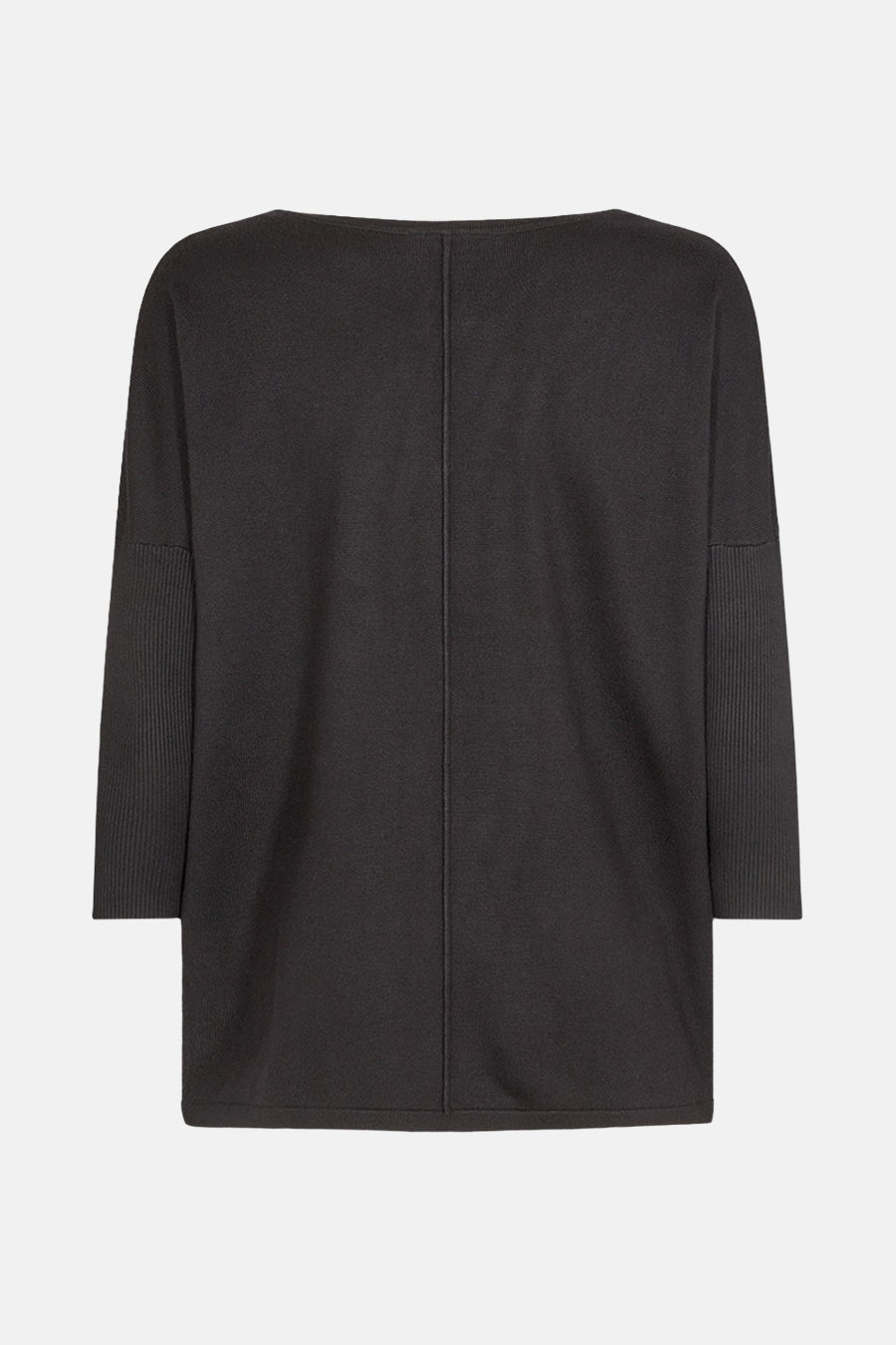 Pull col rond noir de FREEQUENT, manches trois-quarts côtelées, maille texturée.