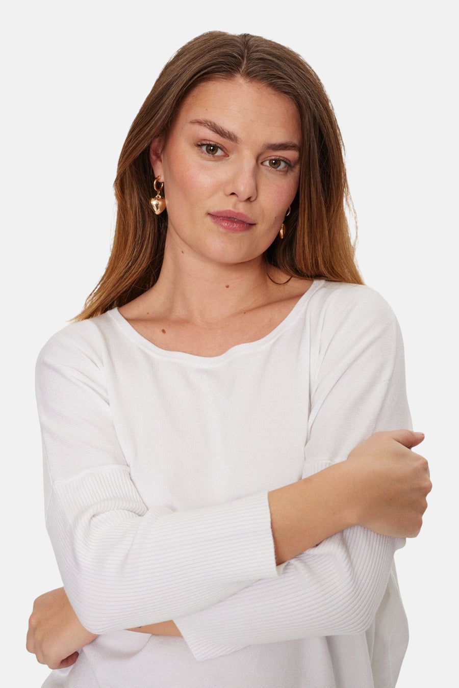Pull met ronde hals - wit