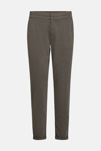 Pantalon de costume taupe par FREEQUENT, avec une texture chinée et un ourlet roulé.