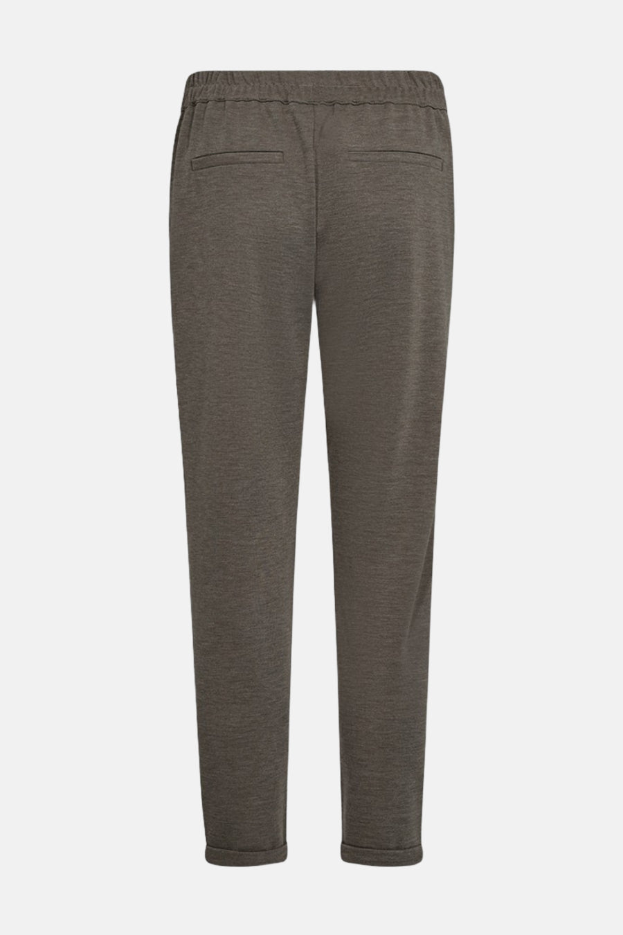 Pantalon de costume taupe de FREEQUENT, avec une texture subtile et des poches arrière discrètes.