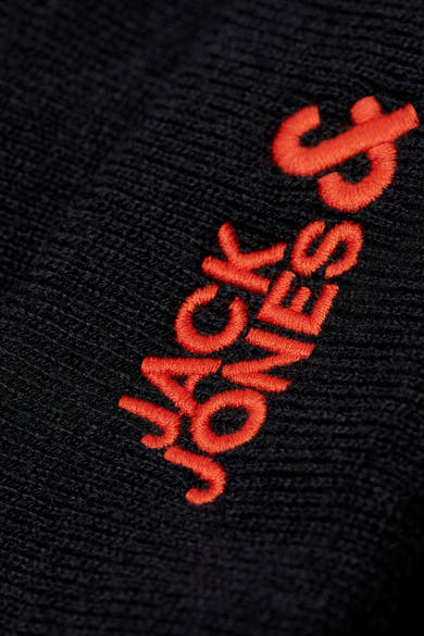 Bonnet noir par ACCESSORIES BY JACK & JONES avec logo brodé orange.