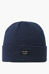 Bonnet bleu en maille par ACCESSORIES BY JACK & JONES, avec étiquette logo noire sur le revers.
