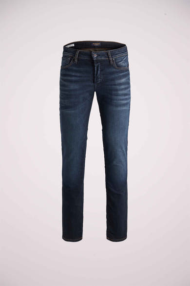 Slim jeans in donkerblauw denim van JACK & JONES JEANS INTELLIGENCE, met subtiele wassingen.