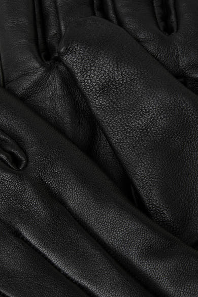 Gants noirs en cuir par ACCESSORIES BY JACK & JONES, texture grainée en gros plan.
