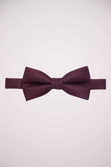 Nœud papillon marron ACCESSORIES BY JACK & JONES avec un motif à carreaux tissé, présenté à plat.