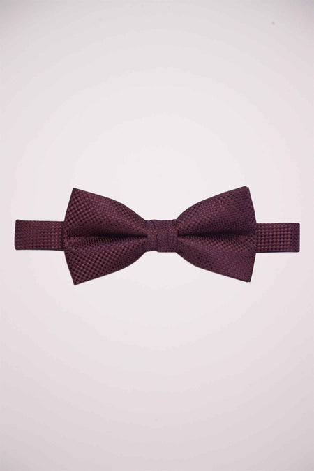 Nœud papillon marron ACCESSORIES BY JACK & JONES avec un motif à carreaux tissé, présenté à plat.