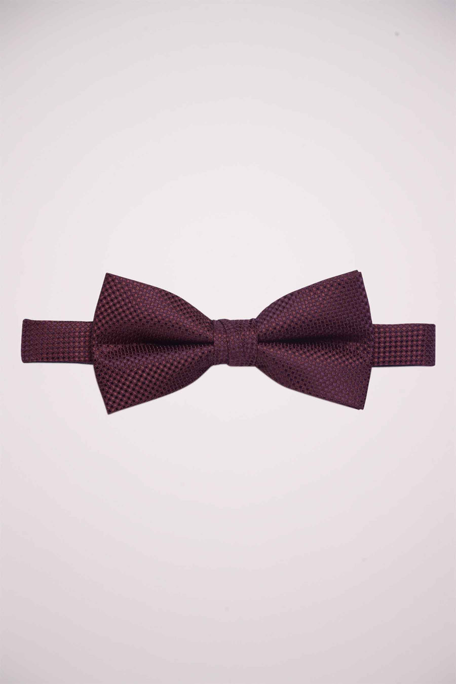 Nœud papillon marron ACCESSORIES BY JACK & JONES avec un motif à carreaux tissé, présenté à plat.