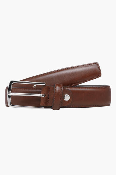 Ceinture marron en cuir by ACCESSORIES BY JACK & JONES avec boucle et passant argentés.