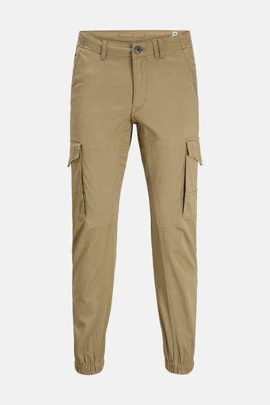 Pantalon cargo brun de JACK & JONES JEANS INTELLIGENCE avec des poches latérales.