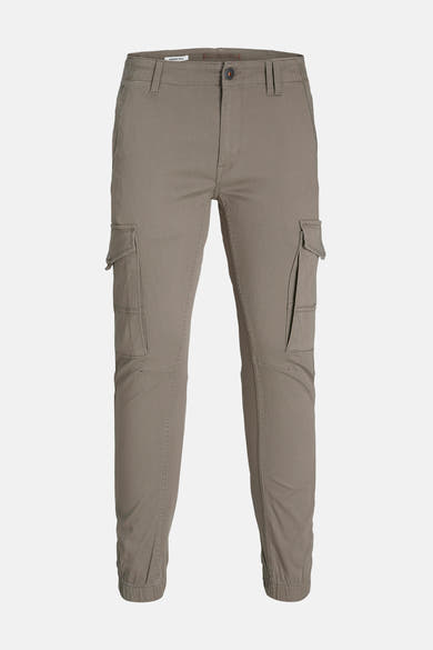 Bruine cargobroek van JACK & JONES JEANS INTELLIGENCE met zijzakken en elastische zomen.