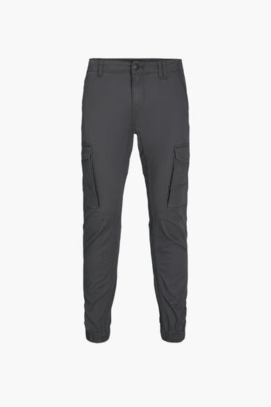 Grijze chino van JACK & JONES JEANS INTELLIGENCE met cargozakken en elastische zoom.