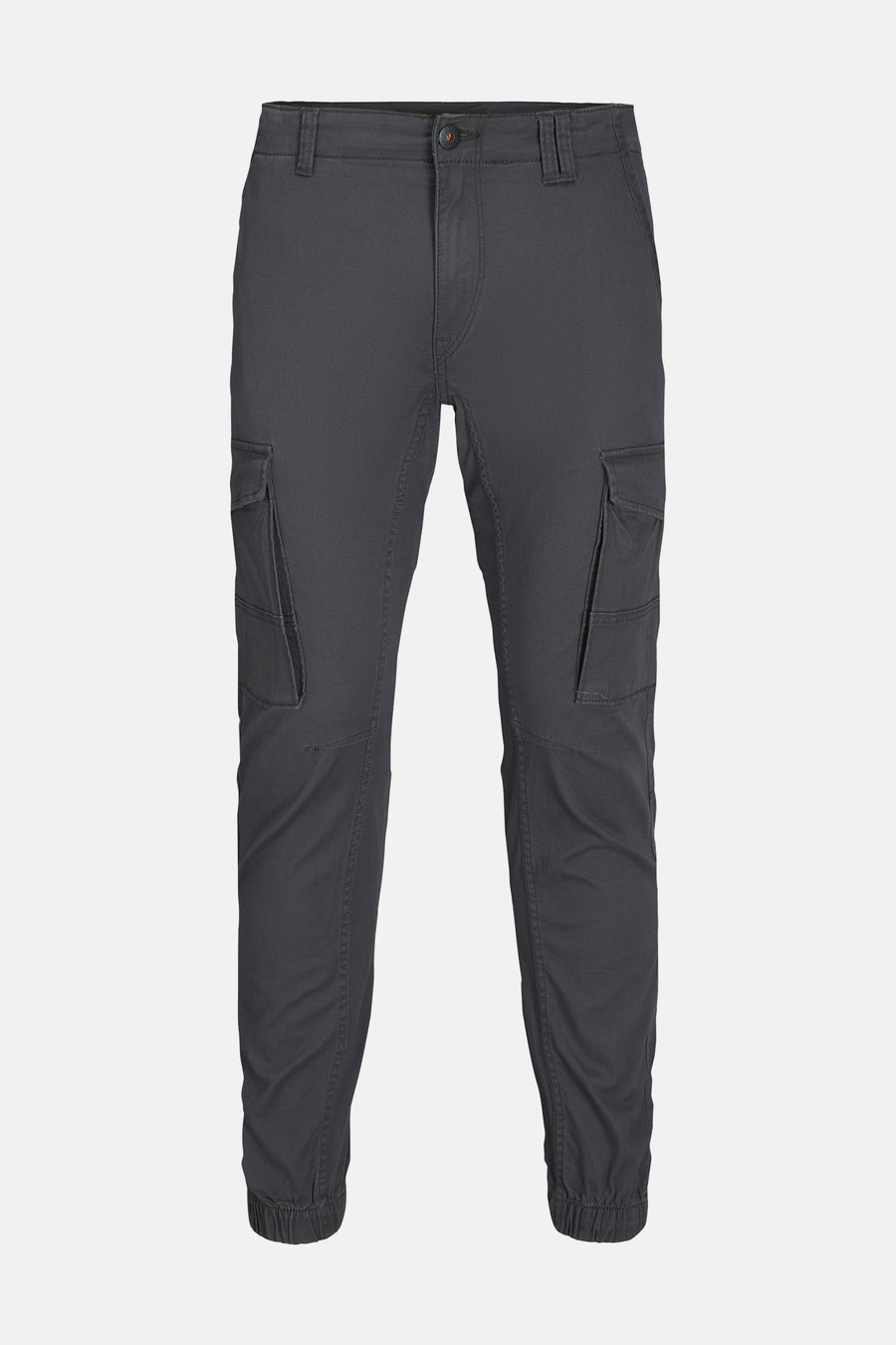 Grijze chino van JACK & JONES JEANS INTELLIGENCE, met cargozakken en elastische boorden aan de enkels.