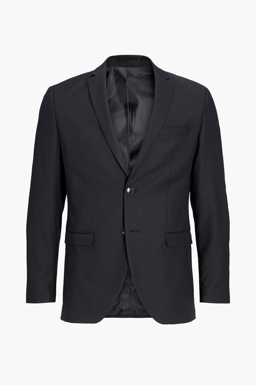 Blazer noir PREMIUM par JACK & JONES avec fermeture boutonnée et poches passepoilées.