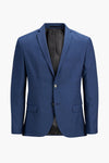 Blauwe blazer van PREMIUM by JACK & JONES, met een zwarte voering en een subtiele textuur.