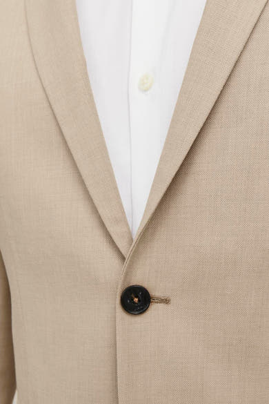 Beige blazer van PREMIUM by JACK & JONES, met enkele knoop en inkeping revers.