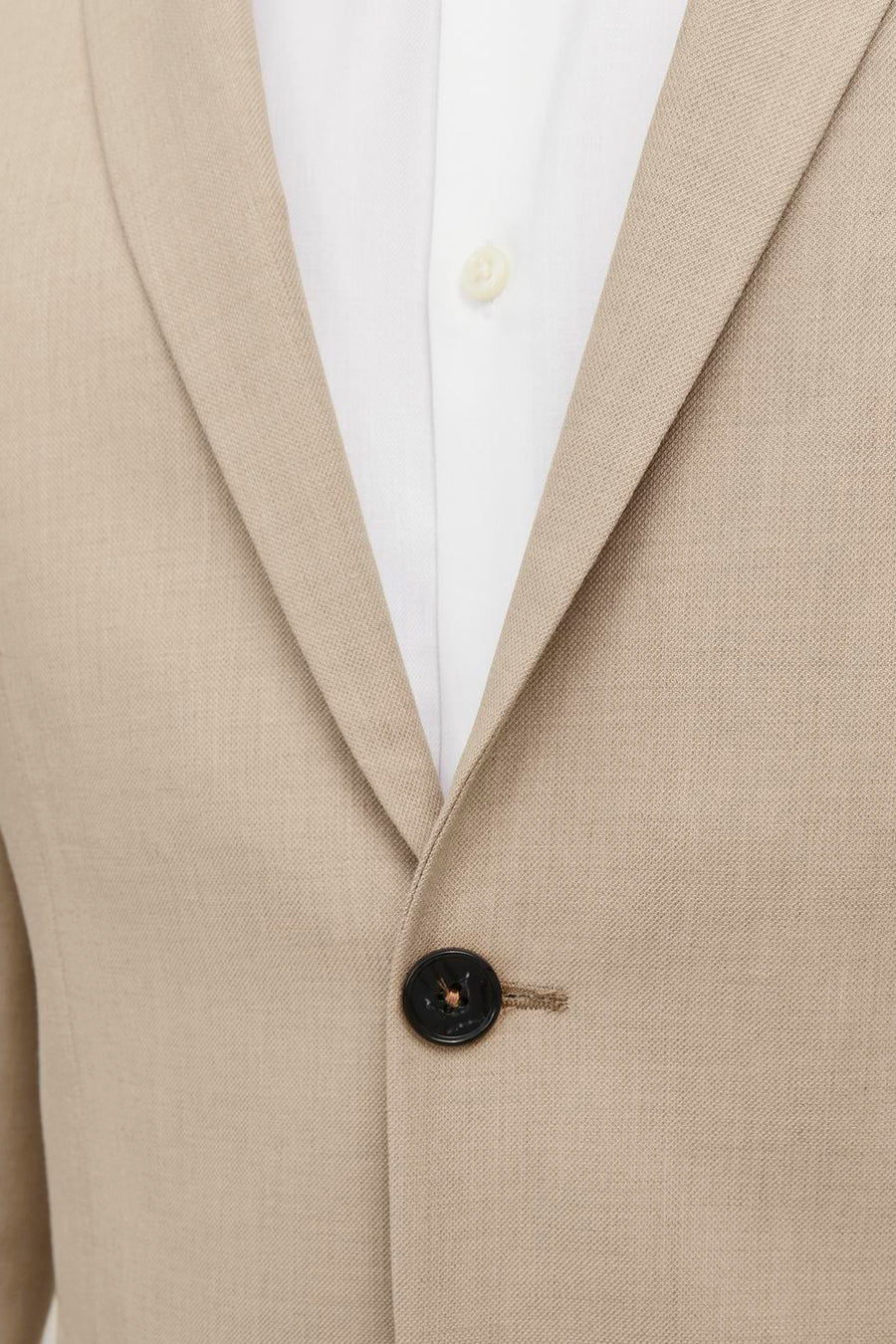 Beige blazer van PREMIUM by JACK & JONES, met enkele knoop en inkeping revers.