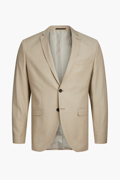 Beige blazer van PREMIUM by JACK & JONES, met een sluiting met twee knopen en klepzakken.