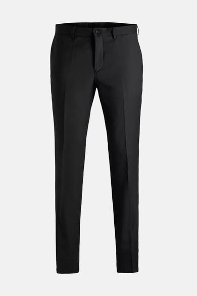 Pantalon de costume noir de PREMIUM by JACK & JONES, coupe ajustée et plis marqués.