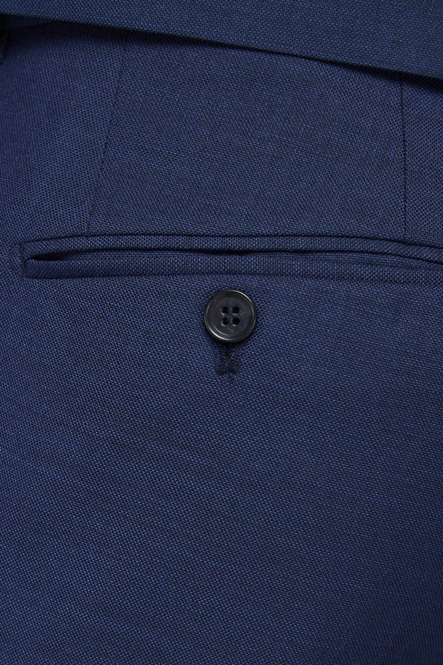 Blauwe kostuumbroek van PREMIUM by JACK & JONES, met een achterzak met knoopsluiting.