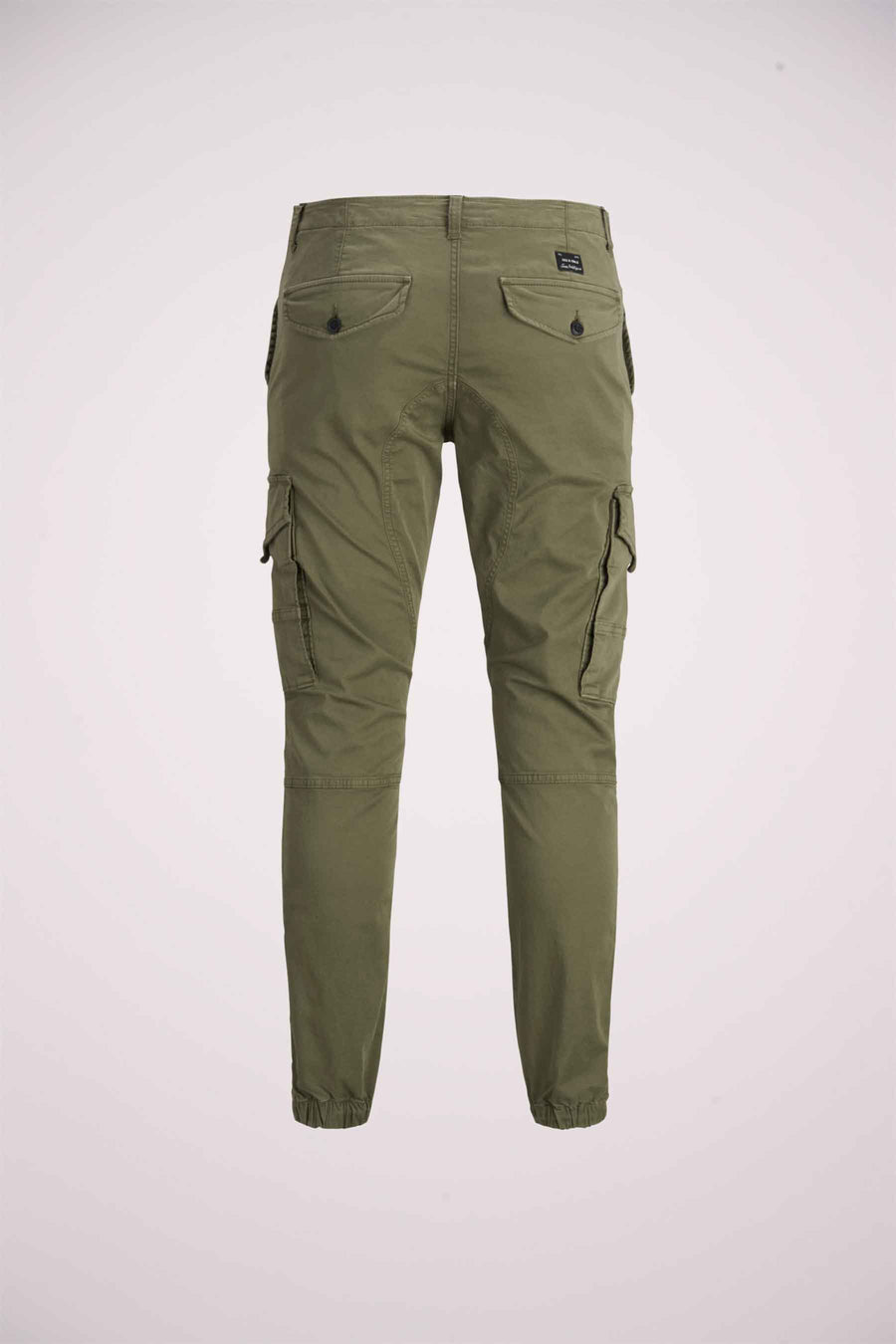Pantalon cargo vert de JACK & JONES JEANS INTELLIGENCE avec poches latérales et finitions élastiques aux chevilles.