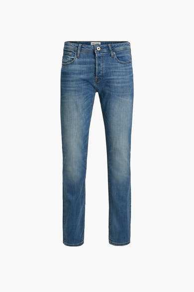 Slim jeans in medium blue denim van JACK & JONES, met subtiele wassing.