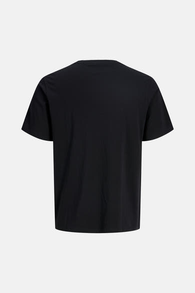 T-shirt noir à manches courtes de JACK & JONES, dos uni avec col ras du cou.