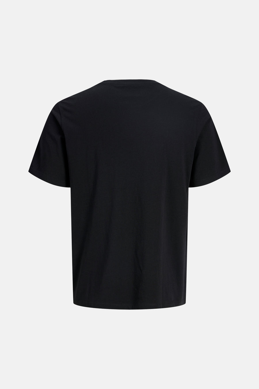 T-shirt noir à manches courtes de JACK & JONES, dos uni avec col ras du cou.