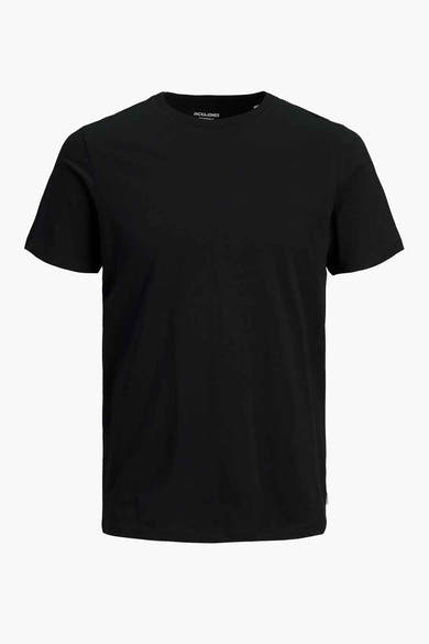 T-shirt noir de JACK & JONES, uni et à manches courtes.